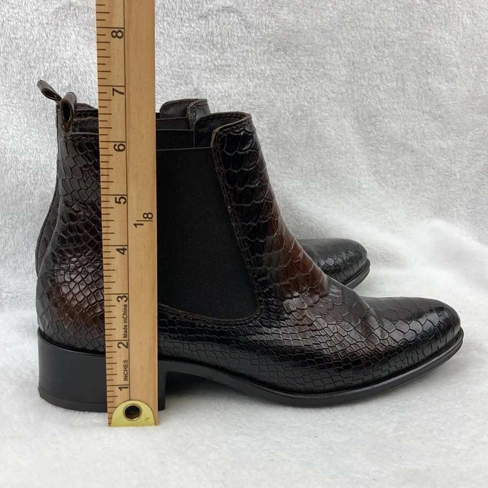 Ateliers Bobby Anaconda Snake Leather Chelsea Booties sz 7